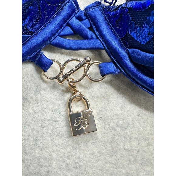 Honey Birdette Jules Contour Bra Womens 32A 10A Navy Blue Lace French Padlock - Picture 13 of 13